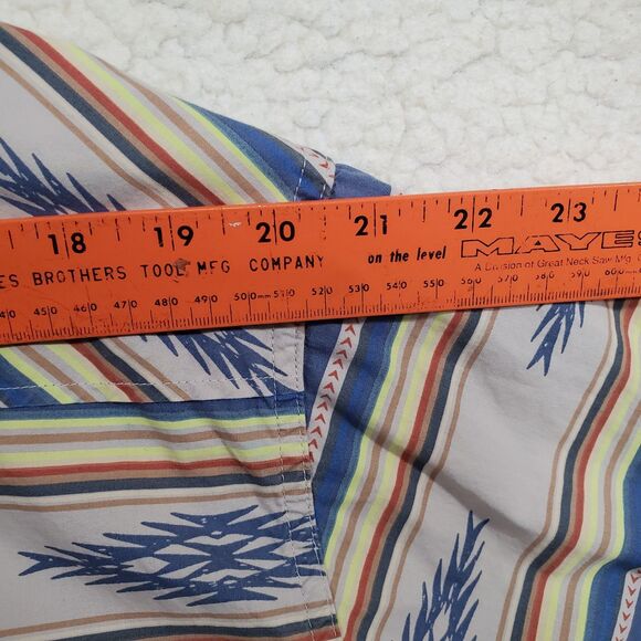 Ariat Retro Fit Mens Shirt XXL Striped Aztec w/ Pearl Snap Buttons Southwestern - Picture 10 of 16